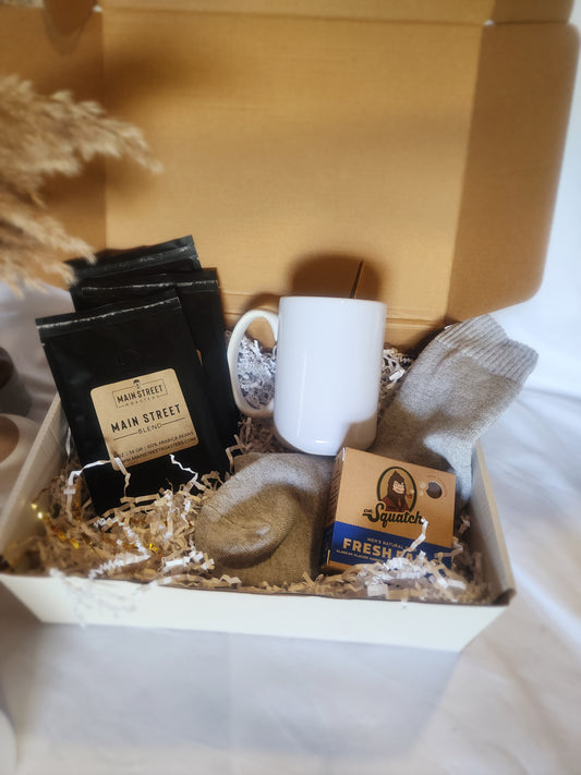 Mens Gift Basket with 15oz Coffee Cup