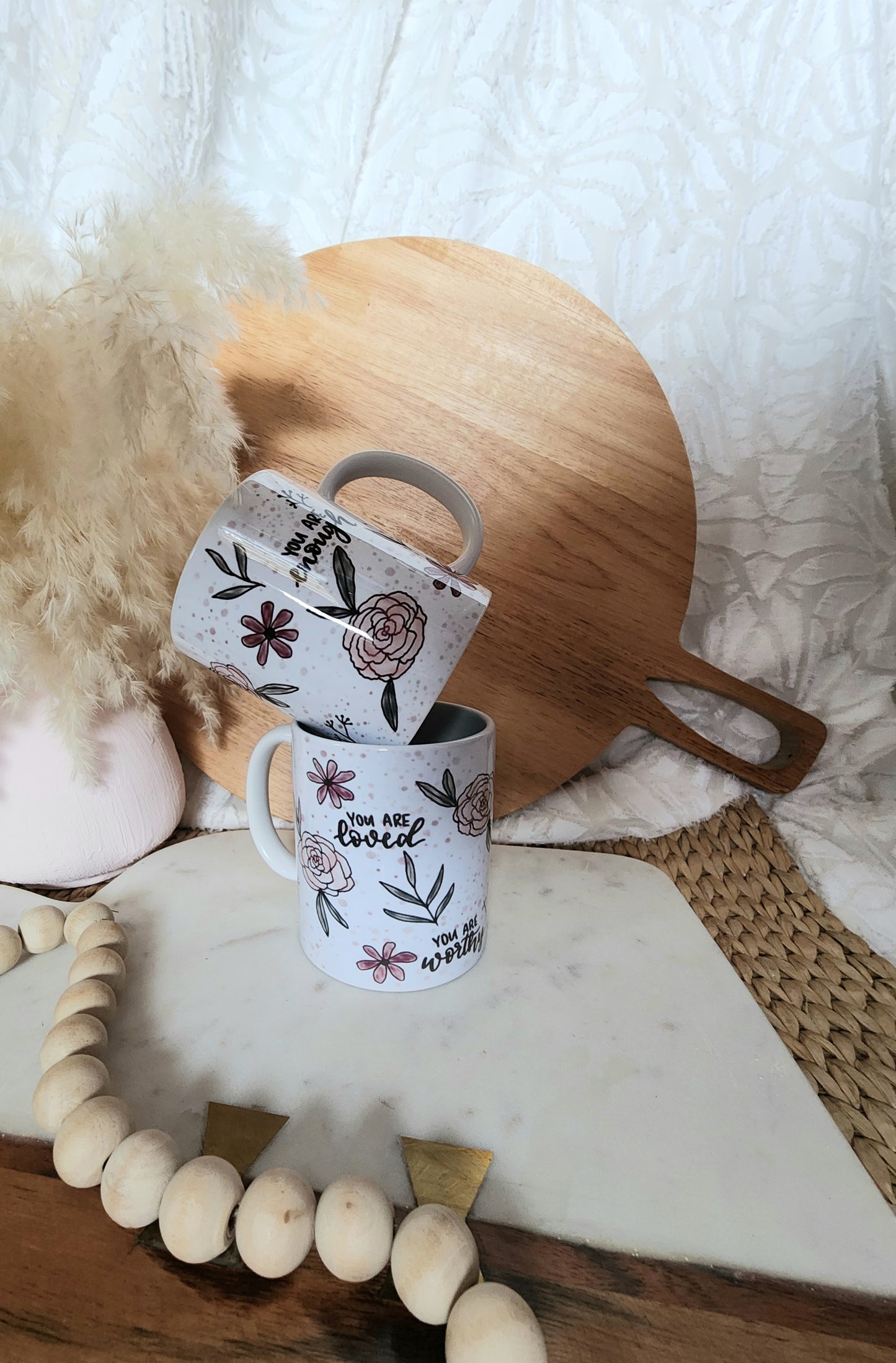 You Are Loved, Enough, & Worthy coffee cup