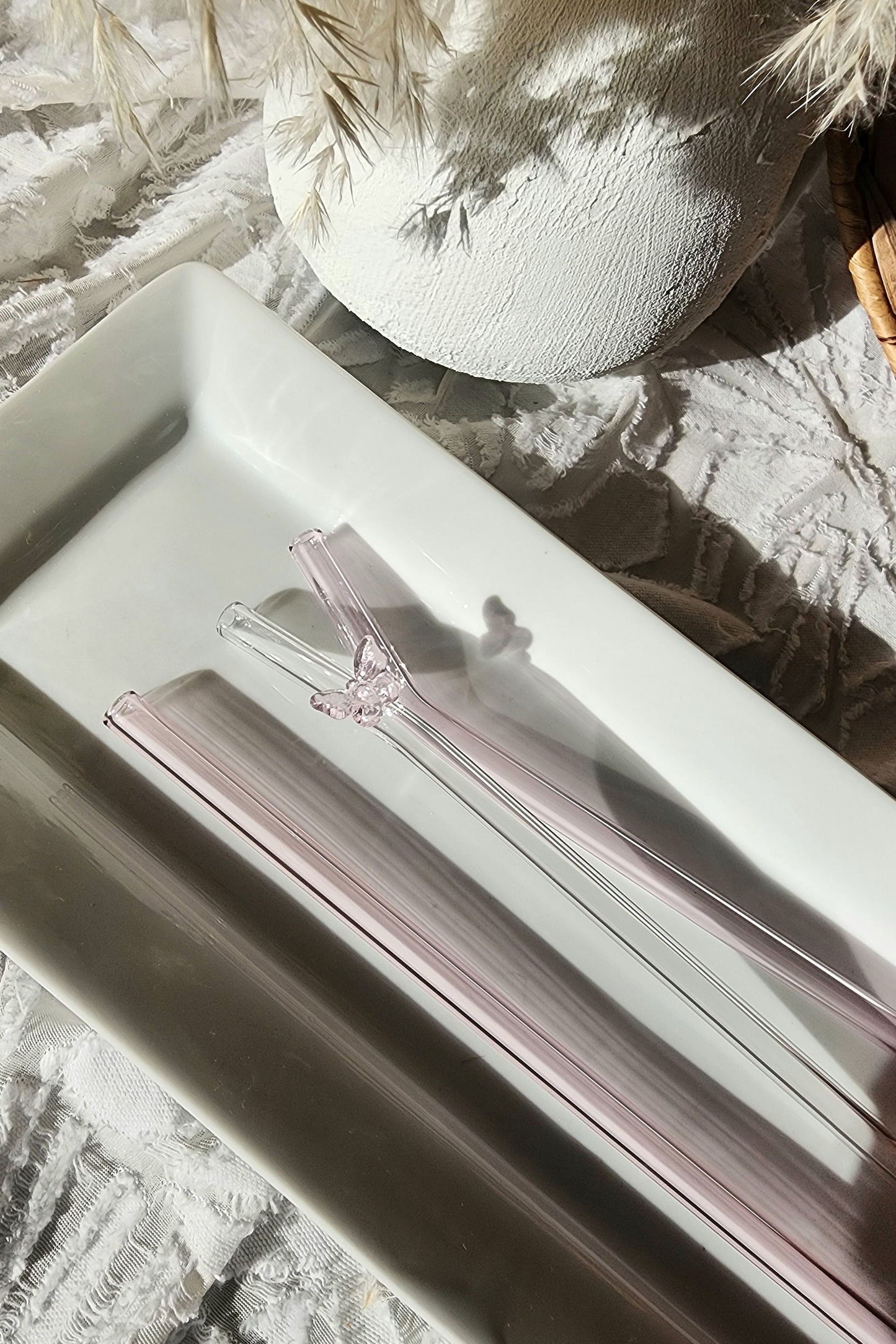 All Pink Glass Straw Sets