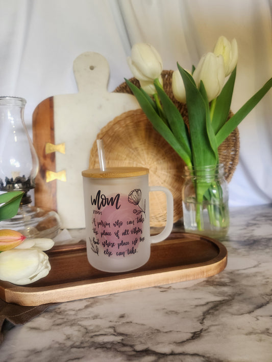 17oz Glass Mug - Mom Noun