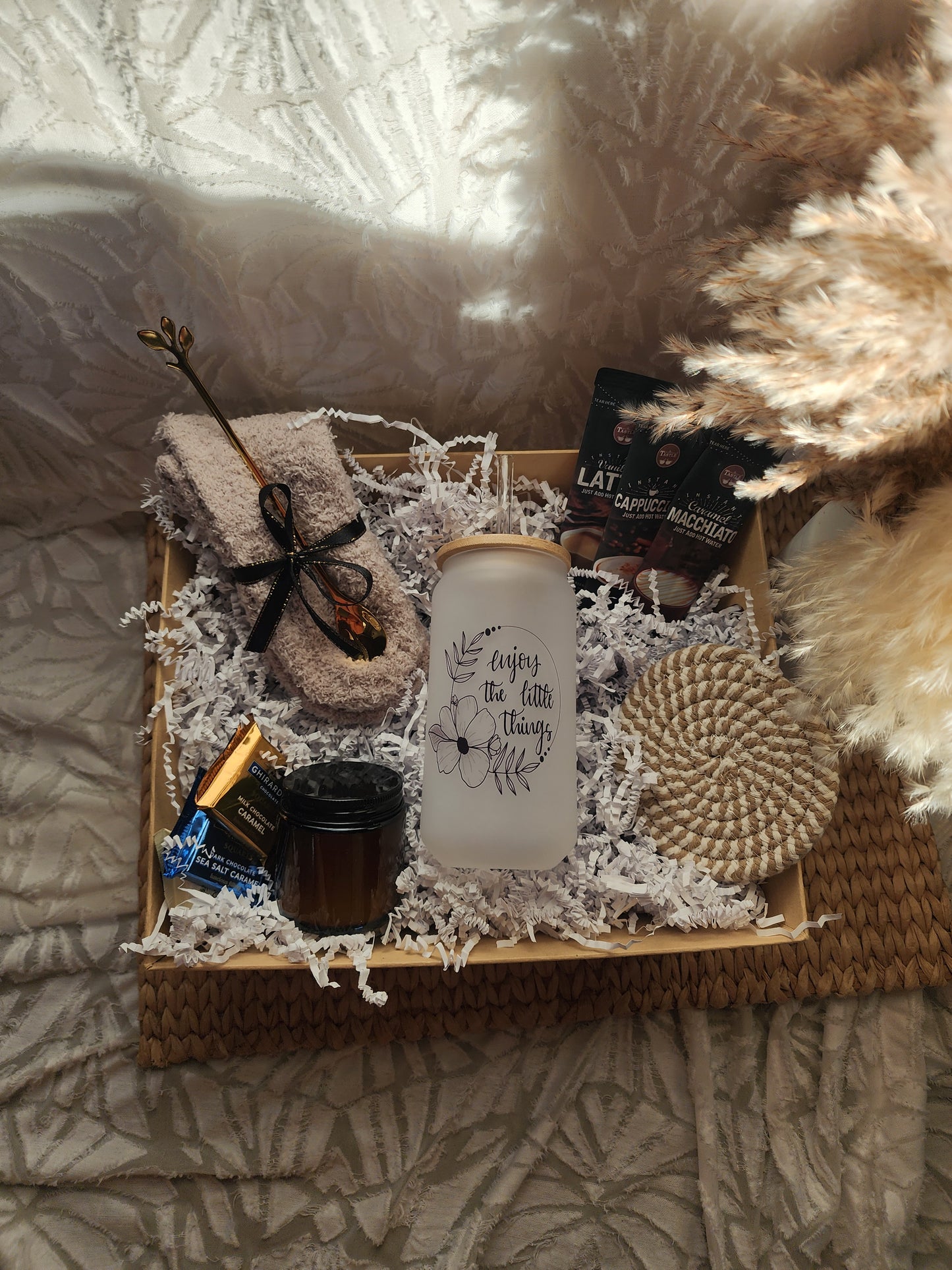 Sip of Joy Gift Basket with Enjoy the little Things 18oz Beer Glass