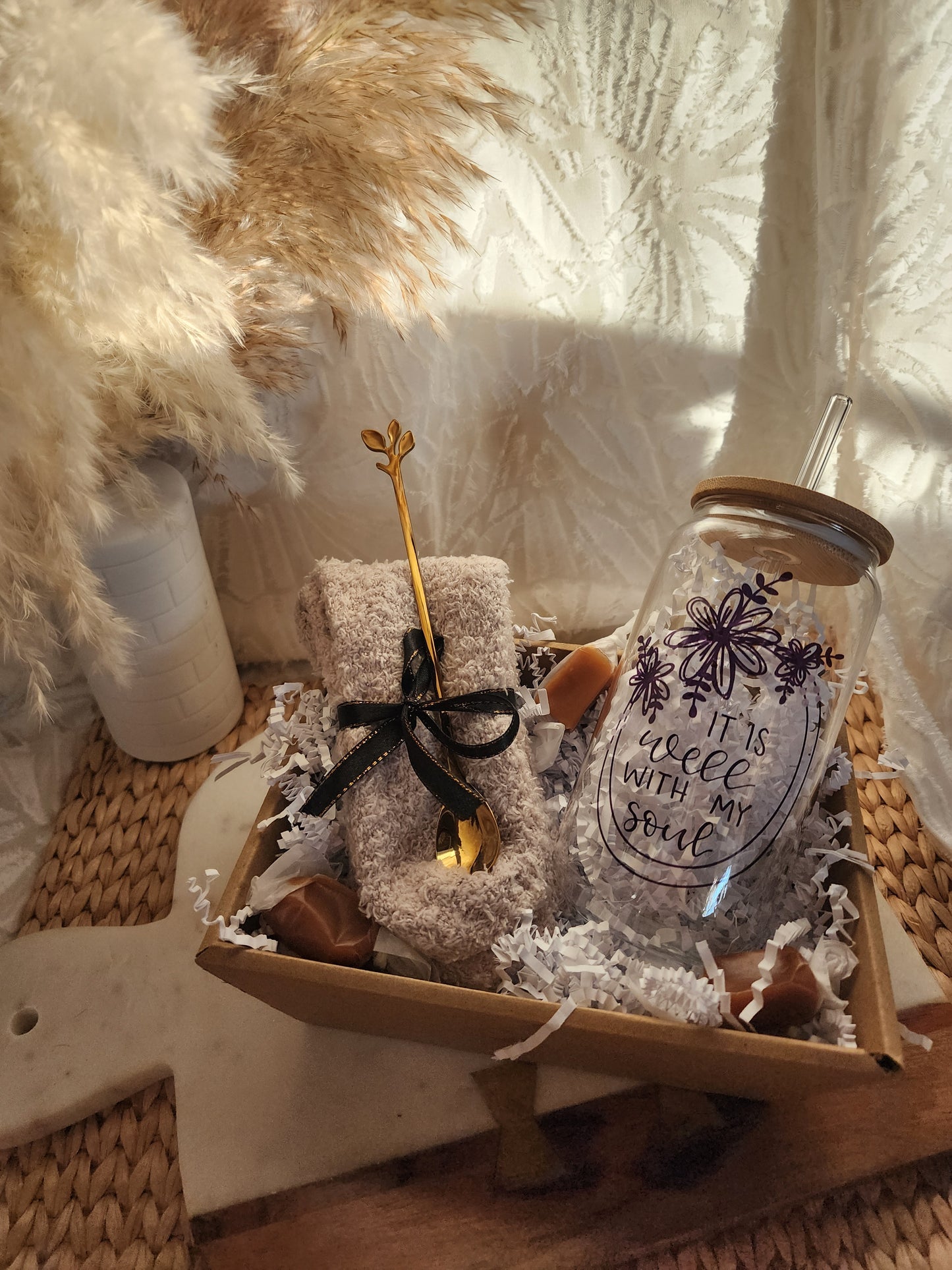 Cup of Cozy Gift Basket with 18oz It is Well with my Soul Beer Glass