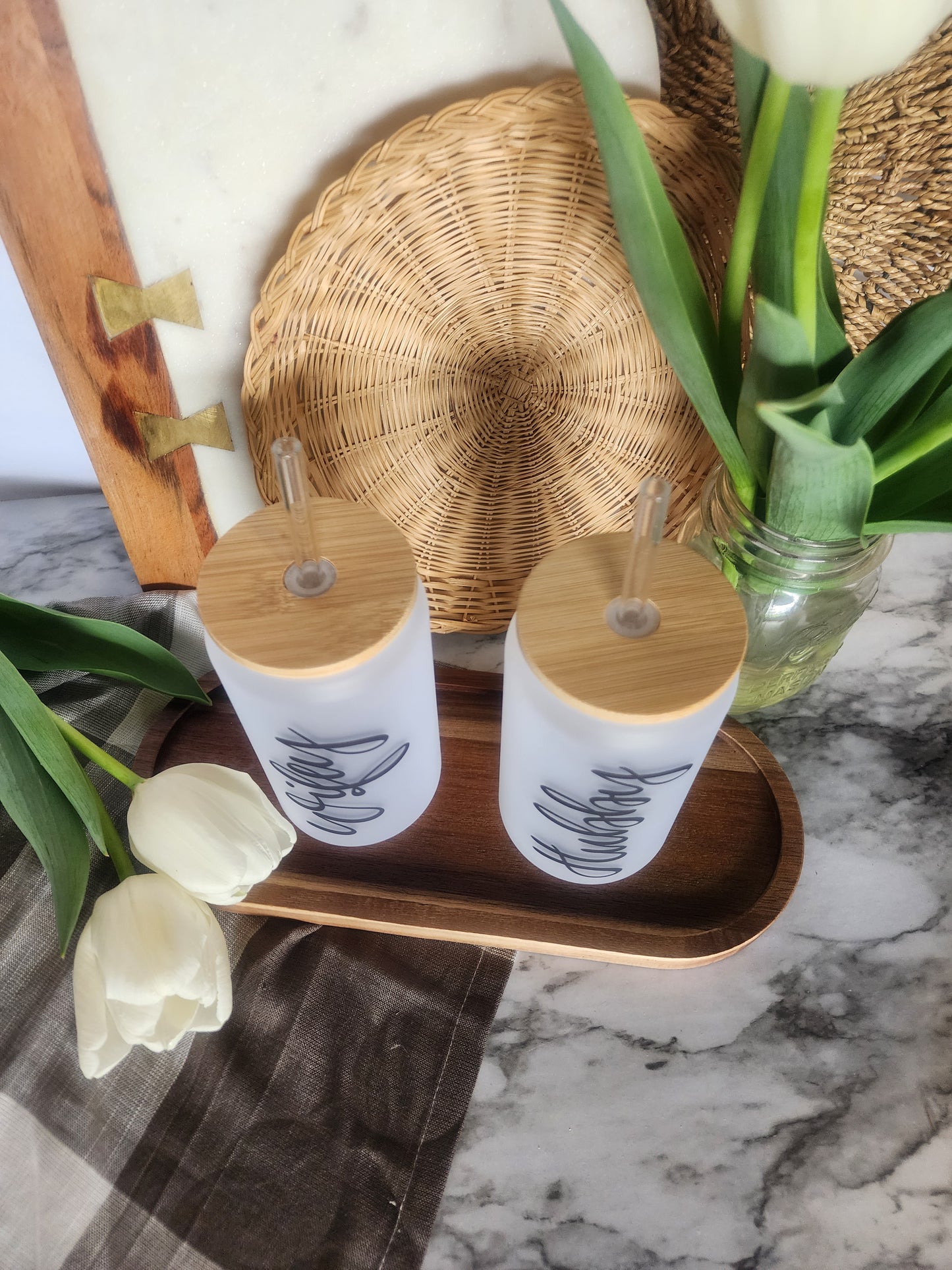 Hubby & Wifey Frosted Beer Glass Set