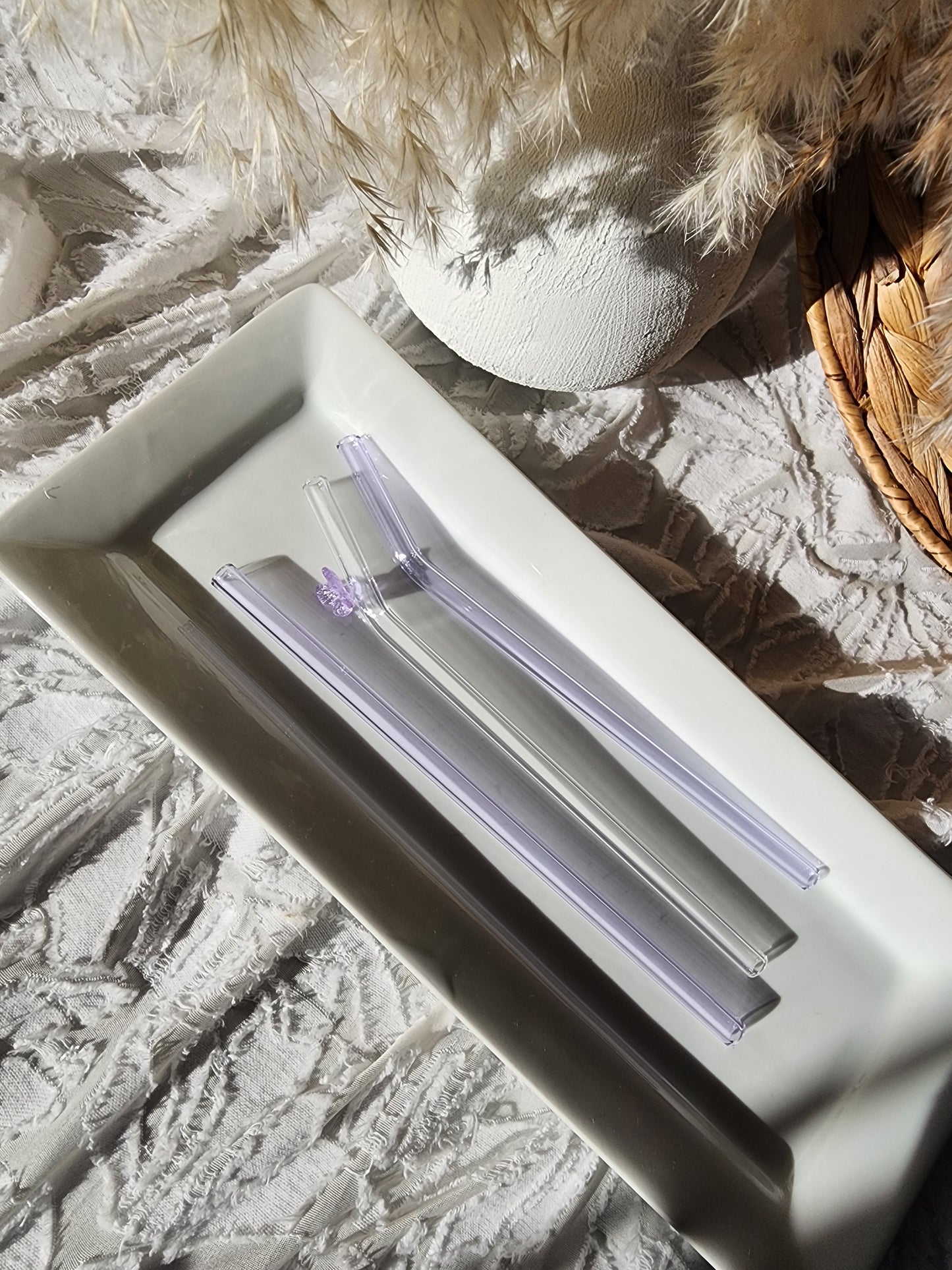 All Lavender Glass Straw Set