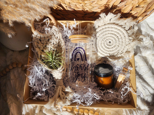 Plant Lovers Gift Basket with 18oz Beer Glass - Choose Joy
