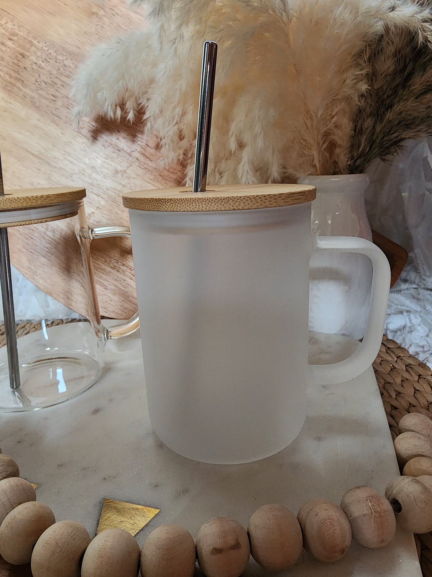 Custom- 16oz Glass Mugs with Handle
