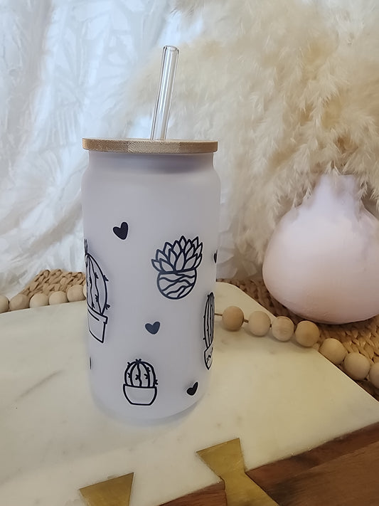 18oz Frosted Beer Glass - Cactus Lovers Dream {Blemished}