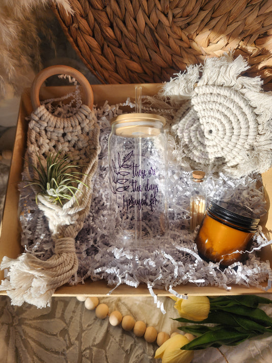 Plant Lovers Gift Basket with 18oz Beer Glass - These are the Days I Prayed For