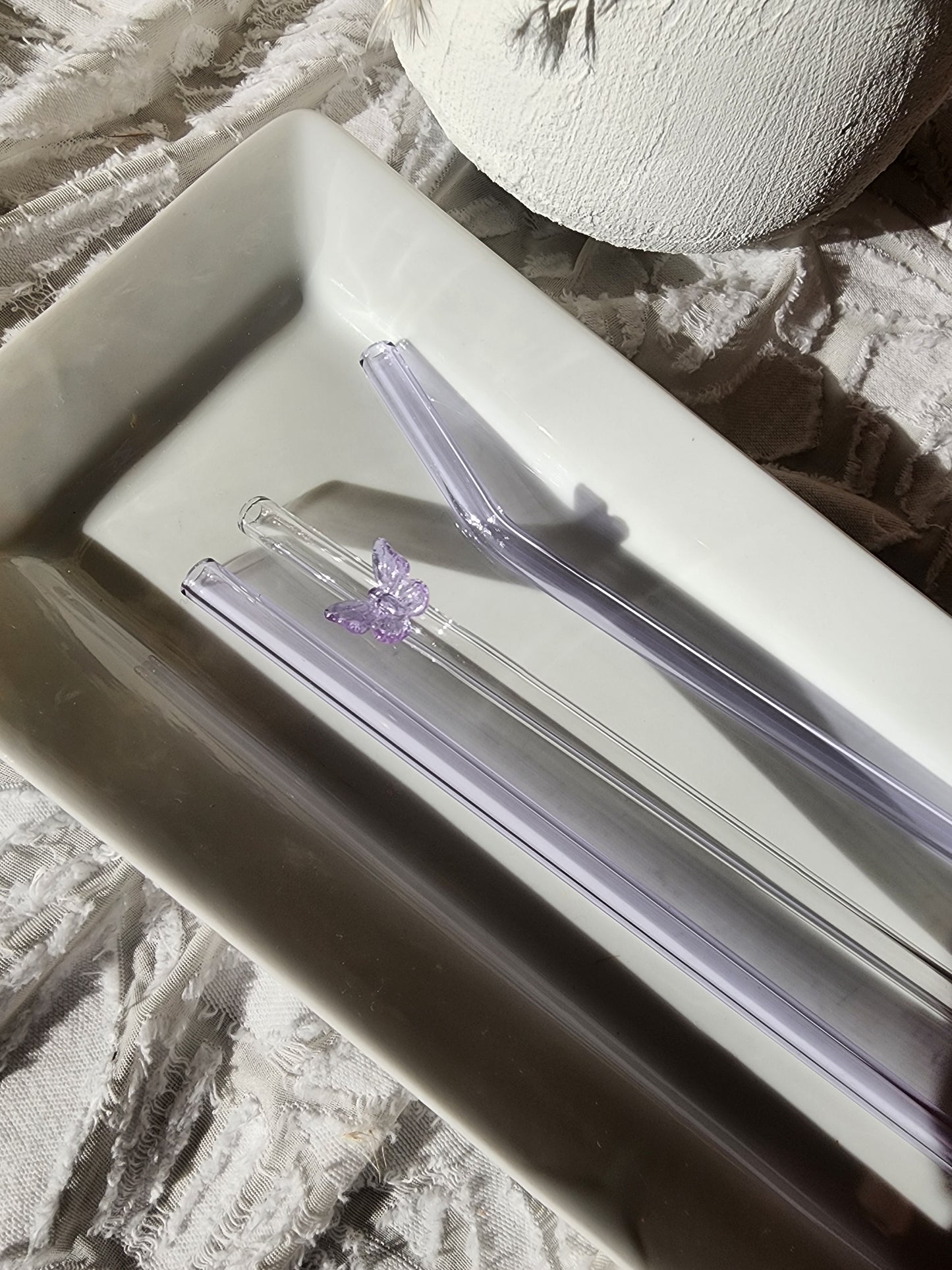 All Lavender Glass Straw Set