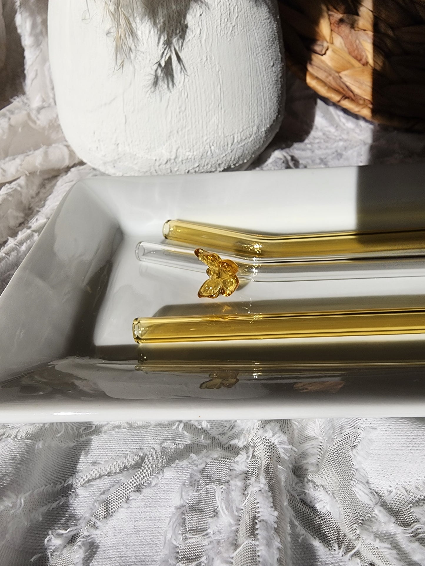 All Yellow Glass Straw Set